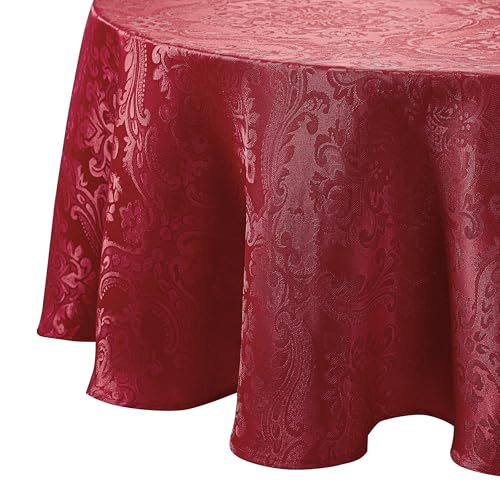 Elrene Home Fashions Nappe damassée Ovale en Polyester, Rouge, 152,4 x 213,4 cm