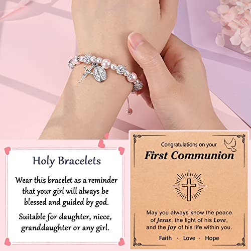 UNGENT THEM First Communion Gifts for Girls, Rosary Cross Bracelet First Communion Gifts for Girls Teens2