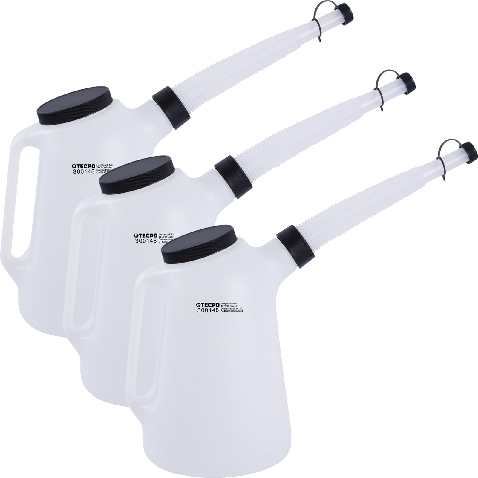 TECPO 3 carafes à huile, carafe de remplissage de 5 l, verre doseur, bec verseur