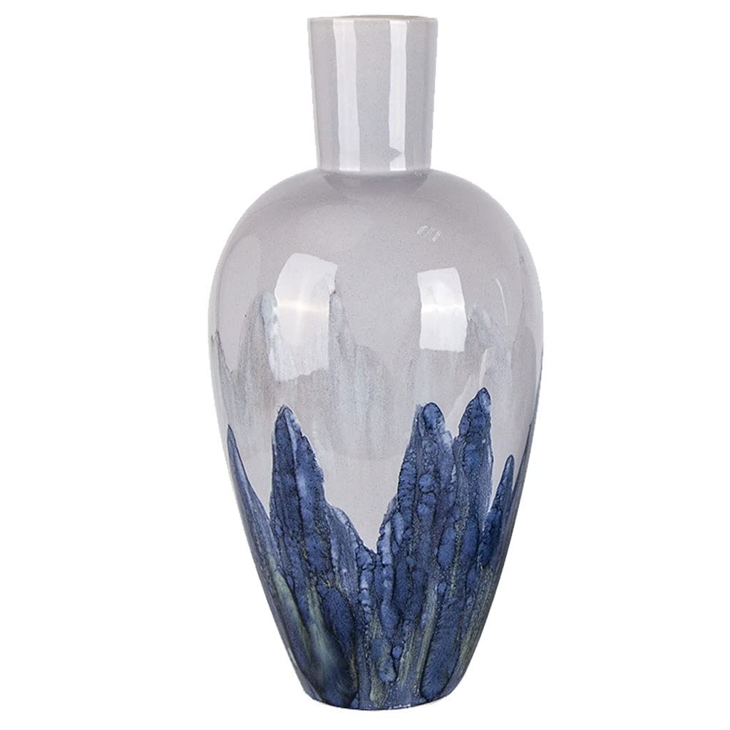 AYCDL Flower Vase Retro Chinese Zen Artistic Conception Hand-painted Kiln Glaze Gray Decorative Flower Vase Home Living Room Ceramic Vase Vase