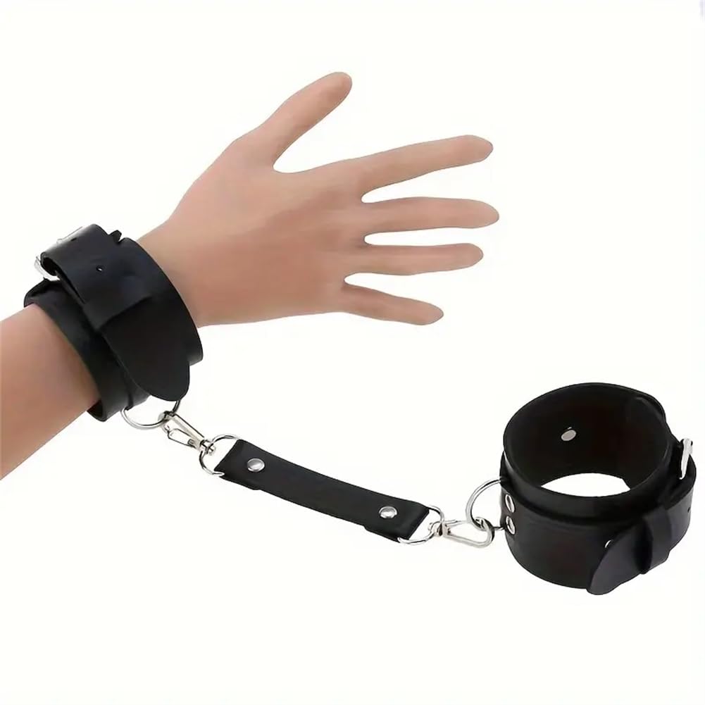 PU puños de cuero, correas de hombro ajustables y juguetes de liga, accesorios sexy de las mujeres