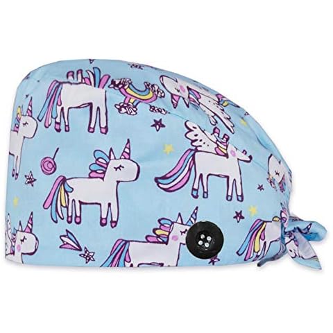 CHUANGLI Cute Printed Working Cap with Sweatband Adjustable Bouffant Hats for Women/Men Cover
