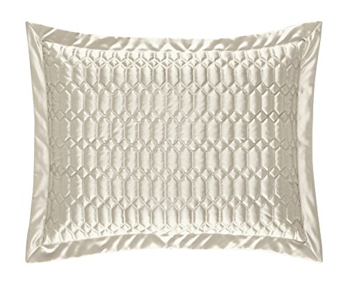 Five Queens Court Saranda Satin Geometric Quilted Pillow Sham King, Natural