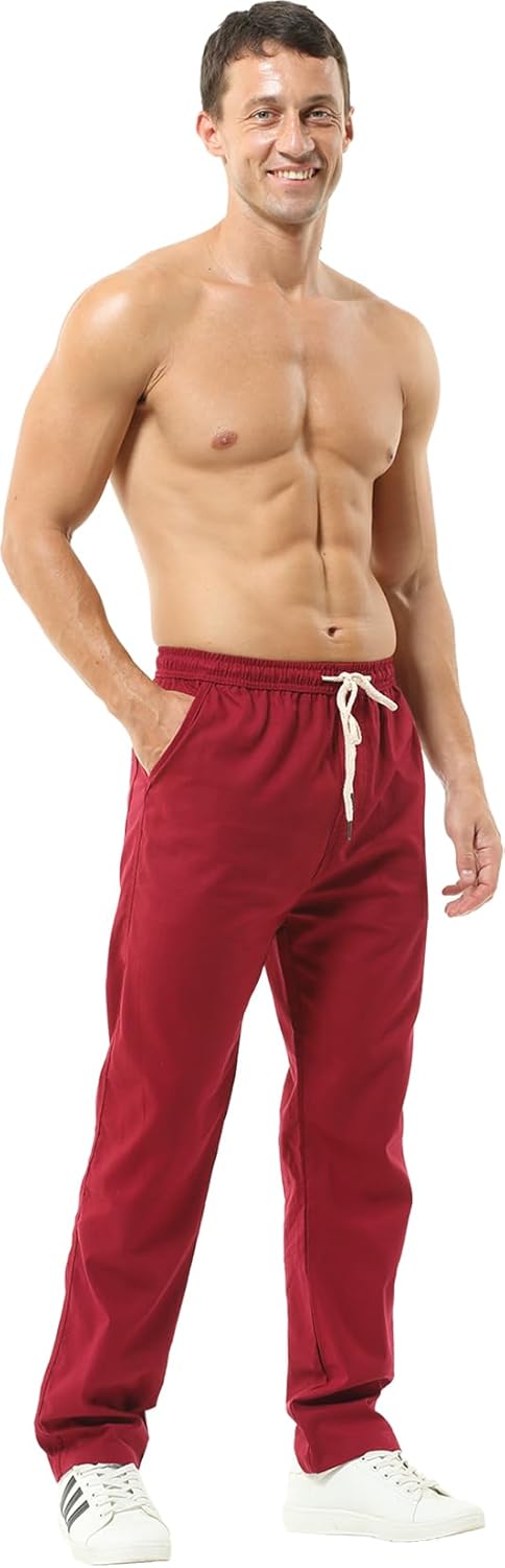 HOEREV Men Casual Strandhosen Leinen Hose - Image 4