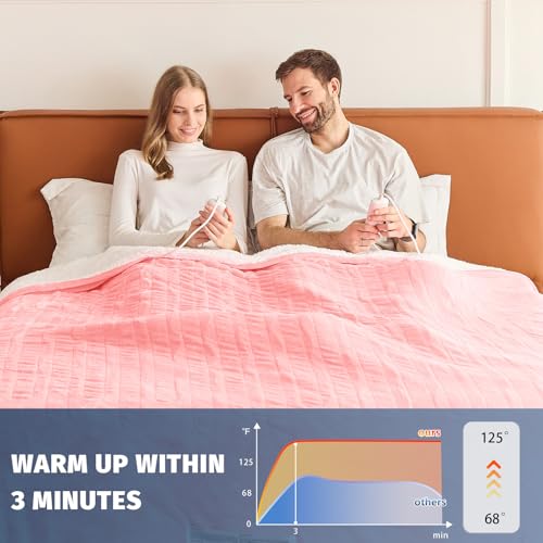 King Size Heated Electric Blanket - 90" x 108" with Dual Control, 10 Heating Levels & 8 Hours Auto Off, Soft Warm Flannel Gifts with Over-Heat Protection, ETL & FCC Certified