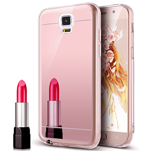 Galaxy Note 3 Case,Note 3 Case,ikasus Plating TPU Mirror Back Case Skin,Luxury Mirror Back Shock-Absorption TPU Bumper Anti-Scratch Bright Reflection Protective Case for Galaxy Note 3,Rose Gold
