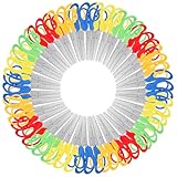 60 Pack Small Scissors Bulk, 5 Assorted Colors Blunt Tip Safety Scissors for Home Office Craft, 5 Inch Stainless Steel Blades with Soft Grip Handles, Cardboard Cutter for Paper Supplies
