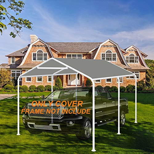 Thanaddo 10 x 20 Ft Carport Replacement Canopy Cover Garage Top Tent Shelter Tarp with Free 44 Ball Bungee Cords,Grey(Only Cover, Frame Not Include) by Thanaddo - Image 5