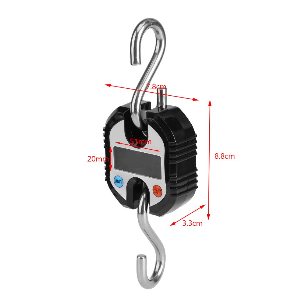 Báscula digital colgante, 150 kg / 50 báscula de grúa portátil LCD Gancho electrónico digital Básculas colgantes Balanza de pesaje en bucle para el hogar, granja, caza, mercado de alimentos,