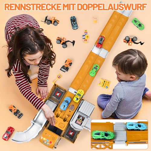 LumenVela Baustellenfahrzeuge Kinder Set, Baustelle Kinder Spielzeug, Kran Spielzeug mit Sound und Licht, Geburtstags Weihnachts Geschenke für Jungen ab 3 Jahren