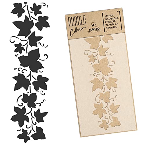 NAKLEO Pochoir de Bordure pour Peinture Murale 21x45cm, Modèle en Plastique, Réutilisable, Lierre Plante Grimpante, DIY Bricolage Artisanat Décoration a Peindre,...