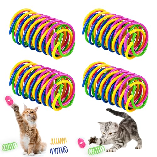 Staranry 80 PCS Giochi per Gatti, Giochi Gatto, Interattivi Durevoli Pergatti, Molla Giocattolo, Creativa con Spirale Colorata e Molle, per Animali Domestici (Multicolore)