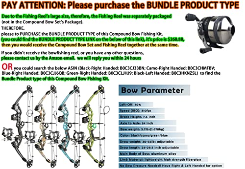 Surwolf Bowfishing Compound Bow Kit Ready To Fish Kit With Bowfishing Reel, Bow Fishing Arrows Right & Left Hand For Adult/Youth Fishing Hunting, Target Shooting (Right Handed, Black) #TOP1