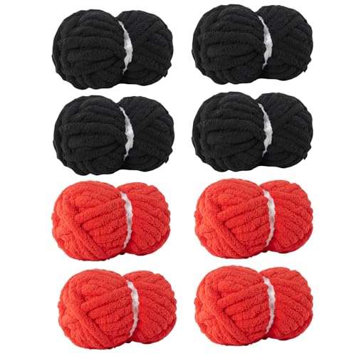 Image of Chunky Yarn for Hand Knitting, Soft Jumbo Chenille Yarn, 8 Pack