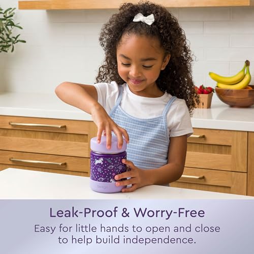 Image of Bentgo Kids Stainless Steel Leak-Proof Food Jar for Hot or Cold Food | 11 fl oz Double Insulated Container with Removable Silicone Bumper, Dishwasher Safe, Easy Open Lid, Ages 3+ (Unicorn)