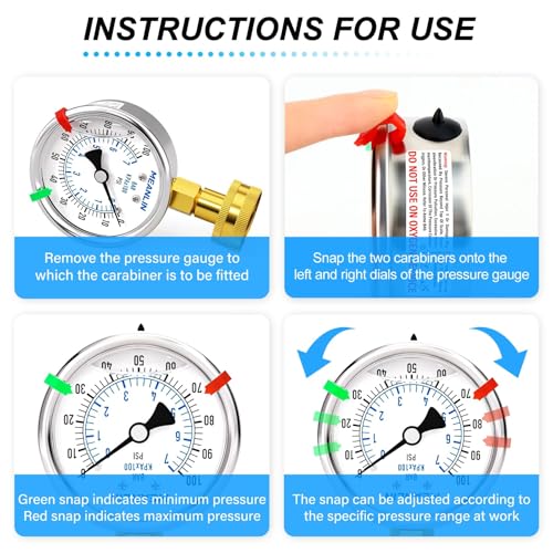 Image of MEANLIN MEASURE 0~100Psi Liquid Filled Pressure Gauge kit Plus 5 adapters Stainless Steel Frame 3 /4 inch Female, 2.5 inch FACE DIAL Multi-Purpose Pressure Gauge kit, Suitable for Gardens, Water Pipes, etc
