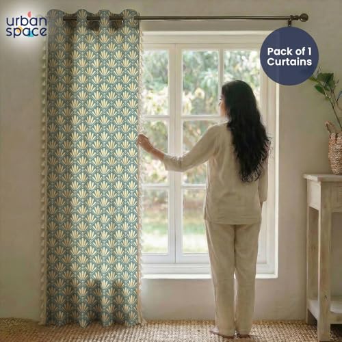 Image of Urban Space Boho Decorative Curtain for Window, 100% Cotton Curtain 5 Feet Long, 1 piece Curtain with Tassels, 60-65% Room Darkening with Tieback and Eyelets (Amaya Dusty Blue, 5 Feet)