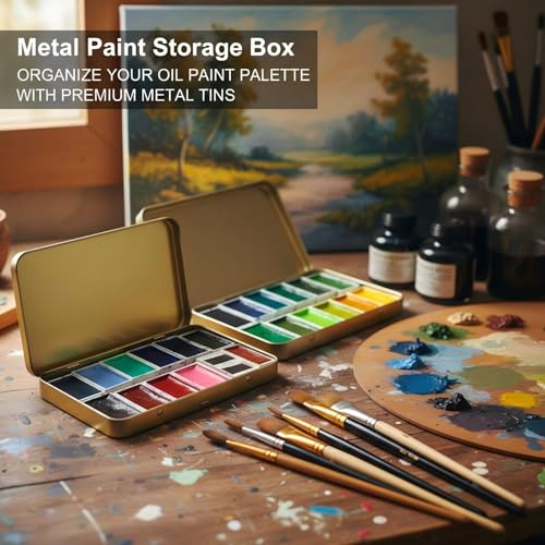 Image of Geiserailie 2 Pack Rectangular Metal Tin Box with Lid Metal Hinged Lid Tin Mini Paint Storage Box Empty Container Storage for Watercolor Jewelry Pen Candy Craft Organizer 7.0 x 4.2 x 0.6'' (Gold)
