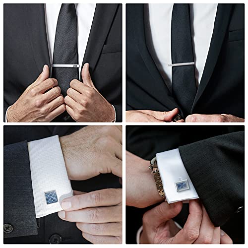 UJOY Mens Cufflinks and Tie Clips Set 12 PCS Formal Business Shirts Dress Necktie Pins Buttons Cuff Link Box Packed2