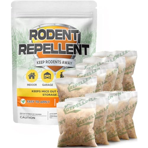LEBMP Rodent Repellent, Mouse Repellent Pouches, Mice Repellent Indoor, Mouse Deterrent Outdoor, Rat Repellent, Extra-Strength Rodent-Repelling Pouch, Peppermint to Keep Mice Away from Garage-10P