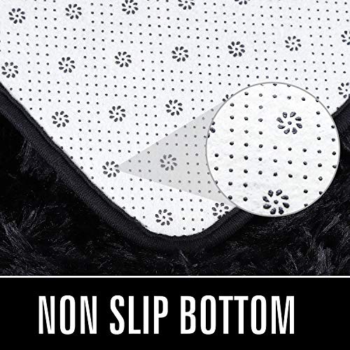 HOMORE Runner Rug 2x4 Black Rug for Bedroom, Fluffy Runner Rugs for Hallway Bedside, Long Rugs for Living Room Kids Room, Soft Carpet for Dorm Indroor Entrance