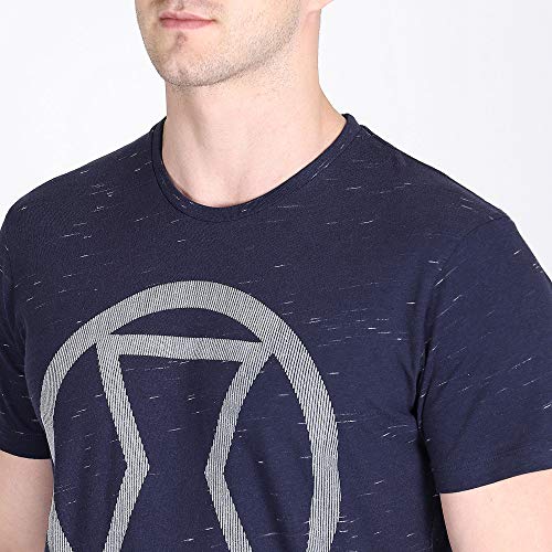 Image of Free Authority Black Widow Printed Regular Fit Blue Cotton Men's T-Shirt