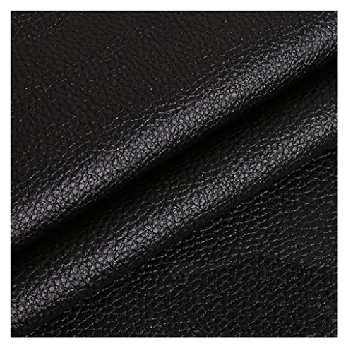 Tissu Simili-Cuir pour Réparer Canapé Griffé et Siège Usé Matière Noire 1.4x2m