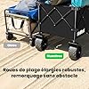 SLIDBEAT Chariot Tout Terrain Pliable - 226kg Capacité 300L, Roues XXL 18cm, Chariot Plage avec Freins, Structure Triangulaire Renforcée, Toile 600D Imperméable - Pour Plage, Camping, Peche, Transport