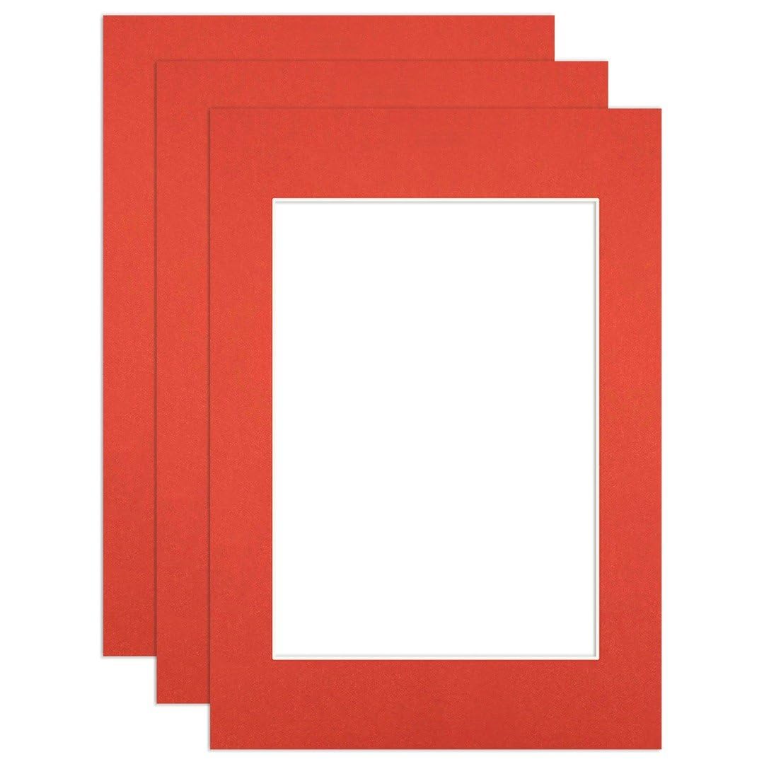 Procut Global A2 Poppy Red Picture Mounts to Fit A3 Aperture - Precision Cut Cardboard Photo Mount - Ideal for Frames, Prints, Artwork & Certificates - Sizes & Colours Available - 3 Pack โ image 1