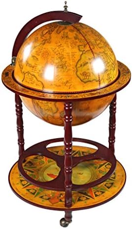 Design Toscano SJ45001 Sixteenth-Century Italian Replica Globe Bar Cart Cabinet on Wheels, 96.5 cm, MDF Wood, Sepia Finish