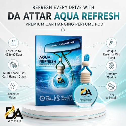 Image of Aqua Refresh Car Freshener Hanging Pod 12ml Wooden Lid Lasts Up to 45-60 Days