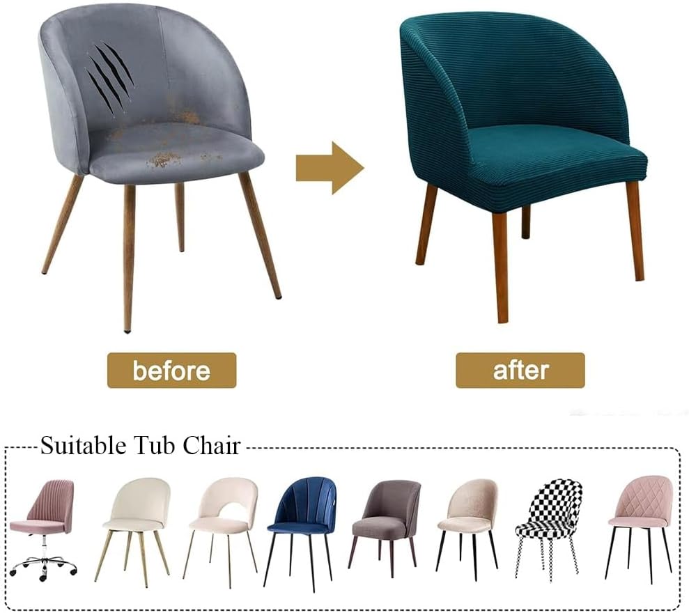 Stretch Dining Chair Covers Curved Back Chair Slipcovers Accent Armchair Cover Wingback Chair Protector for Kitchen Living Room Hotel (Color : Peacock Blue, Size : 4PCS)