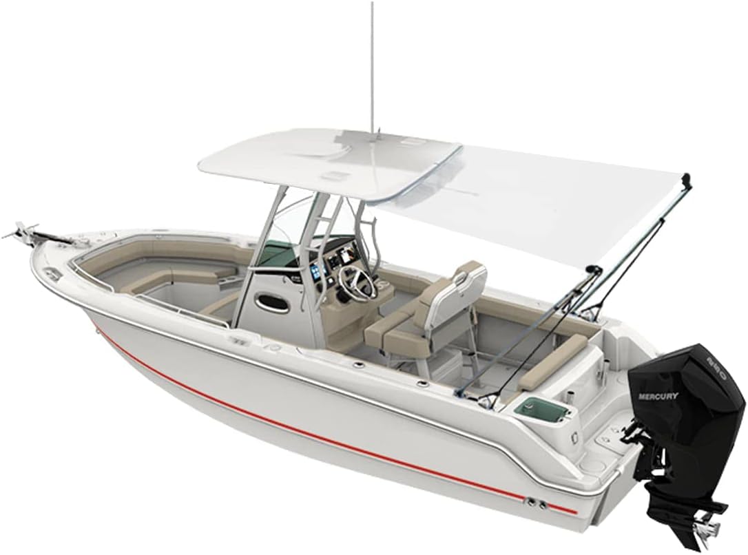 Oceansouth T-Top Extension/Sun Shade/Telescopic Stailness Steel Support Poles - White (Size 6 - Length 8' x Width 7')