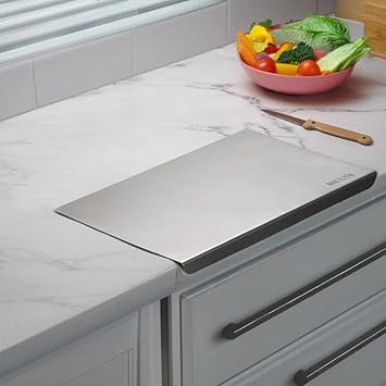 Chopping Cutting Pad, Stainless Steel Cutting Chopping Board Kitchen 25 X 35.5 Cm Stainless Steel Cutting Board (Silver Pack of 1 Dishwasher Safe)