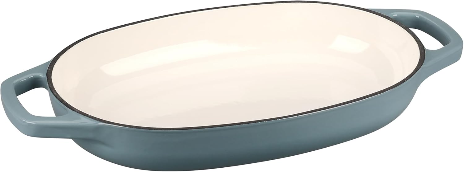 Enameled Cast Iron Oval Dutch Oven Pot with Lid, Dutch Oven for Sourdough Bread Baking, Bread Oven, Bread Dutch Oven, Oval Bread Pan, 5qt, Seasalt - Image 6