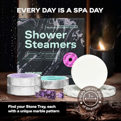 Shower Steamers for Sinus Relief & Self Care - 8 Pack Vapor Shower Tablets - Lavender, Sandalwood, Mint & Eucalyptus for Shower Steamers Aromatherapy Bulk - SPA Gifts for Women & Men - With Stone Tray - Image 6
