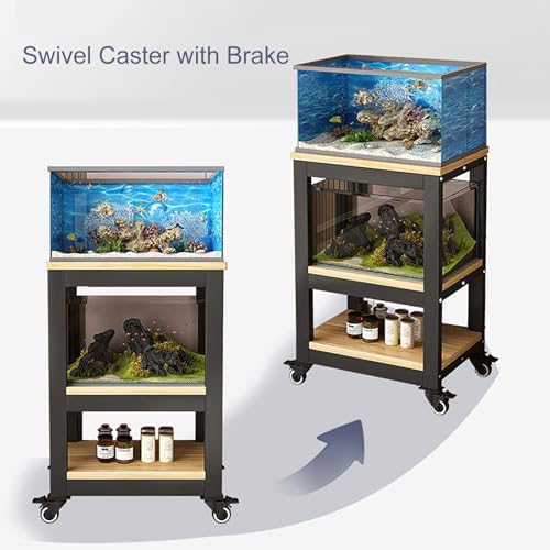 Étagère à aquarium robuste en métal avec support de rangement charge 660 LB meuble à roues