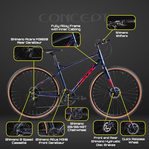 Image of CRADIAC - Concept X | 24 Speed Geared Gravel Bike | 700 * 47C Gravel Cycle for Men| Alloy Rigid Fork |Shimano Hydraulic Disc Brakes | 6061 Alloy Frame | for 14+ Years 5.8+ FT