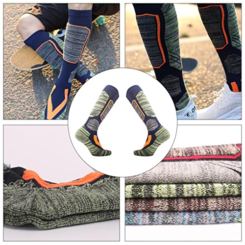 2pcs Pair Hiking Socks Cotton Skiing Socks Winter Long Knee Socks Warm Socks Wicker Bike Basket Ski Socks Kids Skiing Knee Socks Trekking Breathable Socks Absorb Sweat/32684