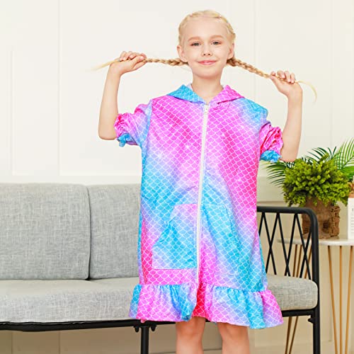 Girls Unicorn Swim Cover Up Kids Toddler Rainbow Mermaid Hooded Terry Swimsuit #TOP1