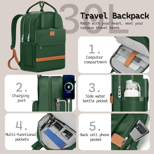 Image of Melalenia Suitcase Sets 6 Piece Hard Shell Carry on Luggage with Spinner Wheels and TSA Lock, Lightweight Travel Backpack for Women, Green Brown
