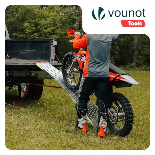Miniatura 2 de VOUNOT® Rampa de Carga Plegable 400 kg Máx. de Capacidad, Rampa de Acceso Riel Antideslizante de Metal Galvanizado con Correas de Seguridad, Plegable para Moto Tractor Motocicleta ATV Quad
