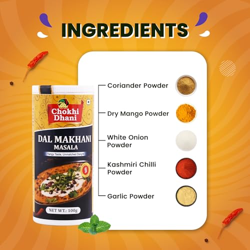 Image of Chokhi Dhani Dal Makhani Masala 100g | Punjabi Style Dal Makhani Spice Mix | Rich Creamy Gravy Masala | Authentic Dhaba Style Curry Masala | Indian Spice Blend | No Preservatives