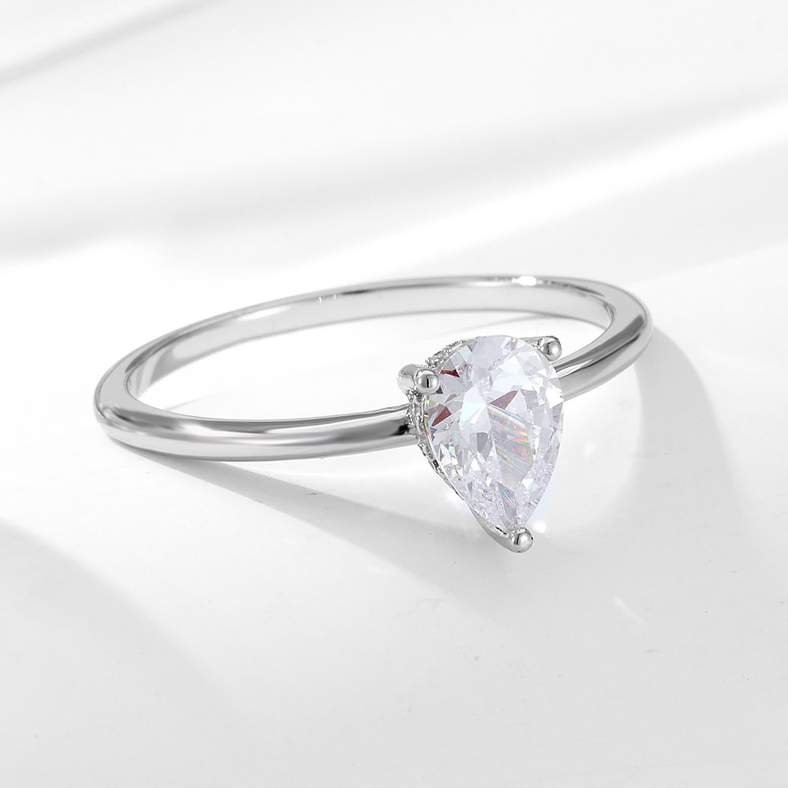 Anillo de moissanita, anillo apilable con moissanita, regalos únicos para mujer