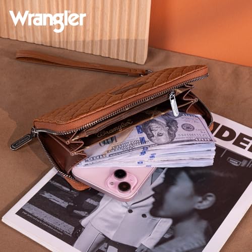 montana west x wrangler large quilted wallet for women with a detachable wristlet amp rfid lining