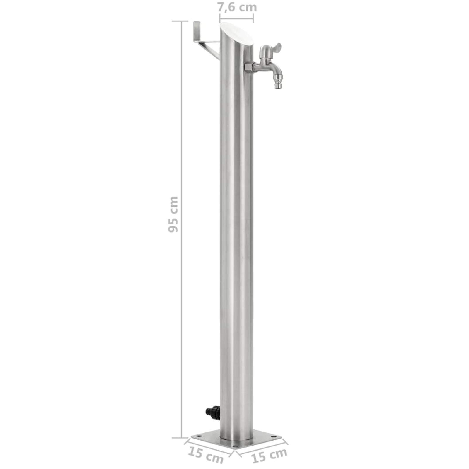 Bopdu Fontanella a Colonna in Acciaio Inossidabile Rotonda 95 cm
