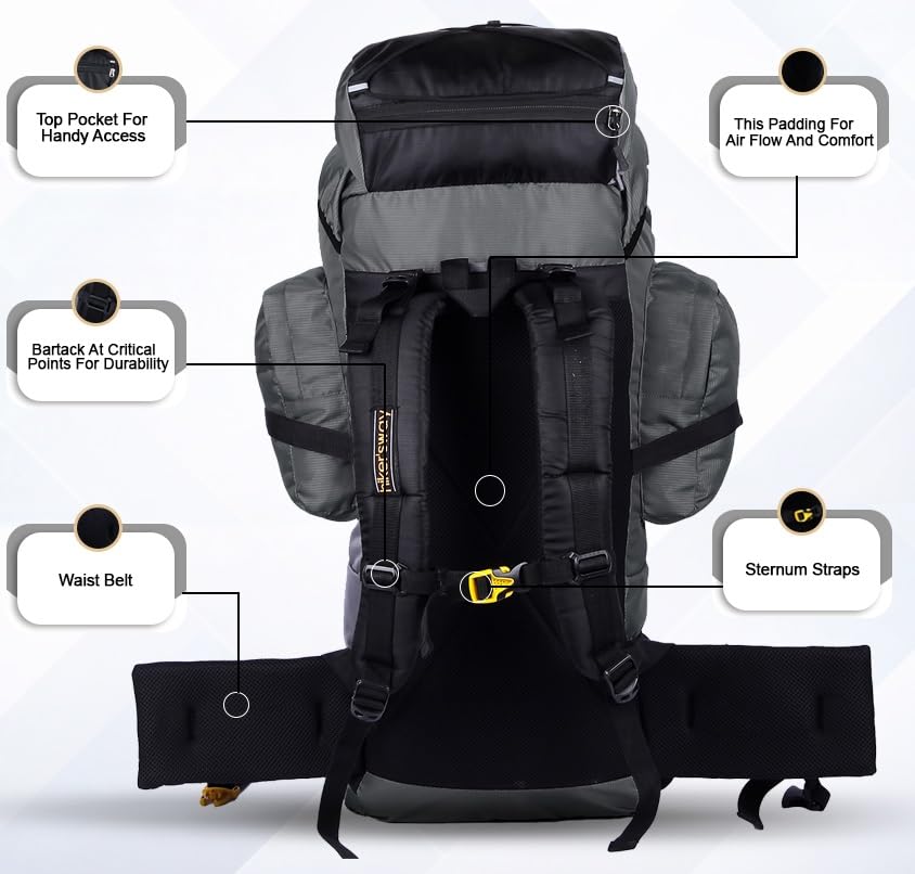 Image of hiker's way 75+5 Ltrs Rucksack bags Rucksacks for men Trekking bags for men backpacks Travelling Bag For men and women with waterproof compartment with rain cover
