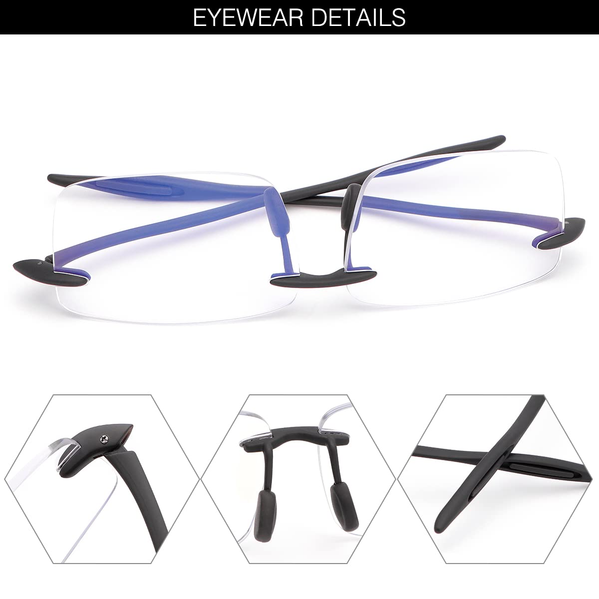 Rimless Reading Glasses Blue Light Blocking Readers for Women and Men Lightweight TR90 Flexible Frame Eyeglasses Anti Headache/Glare/Eye Strain/UV Computer Eyewear Unisex Presbyopic Spectacles 1.0 - Image 4