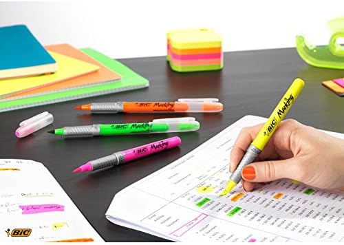 BIC Highlighters Flex - Assorted Fluorescent Colours, Pack of 4