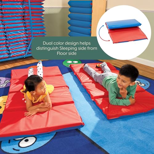 Image of Children's Factory Nap Mats, 1 inch Thick Toddler Sleeping Mats for Preschools and Daycares, Comfortable and Soft 4 Section Folding Nap Pad